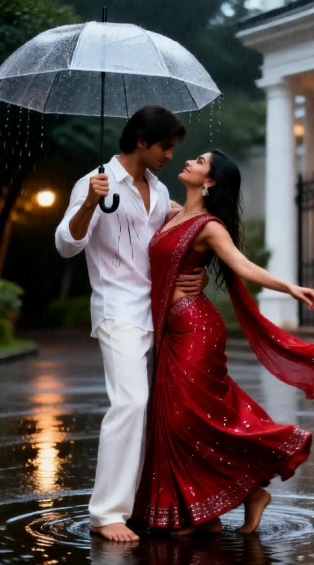 A Multicolored Sari Dance in the Rain image