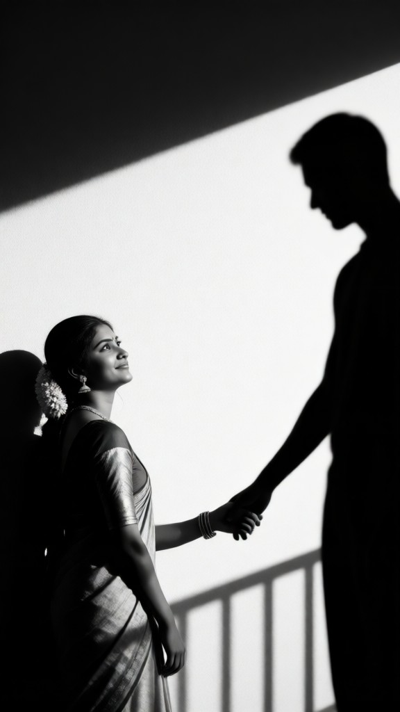 holding hands with the shadow image