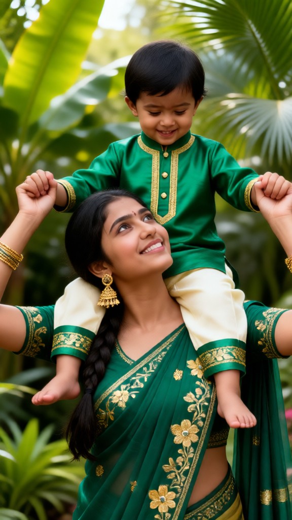 Tricolor-themed portrait session featuring a mother and her children. image