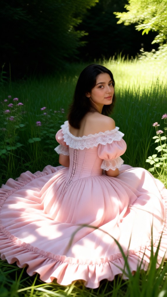 Princesa rosa mujer en la hierba-04 image