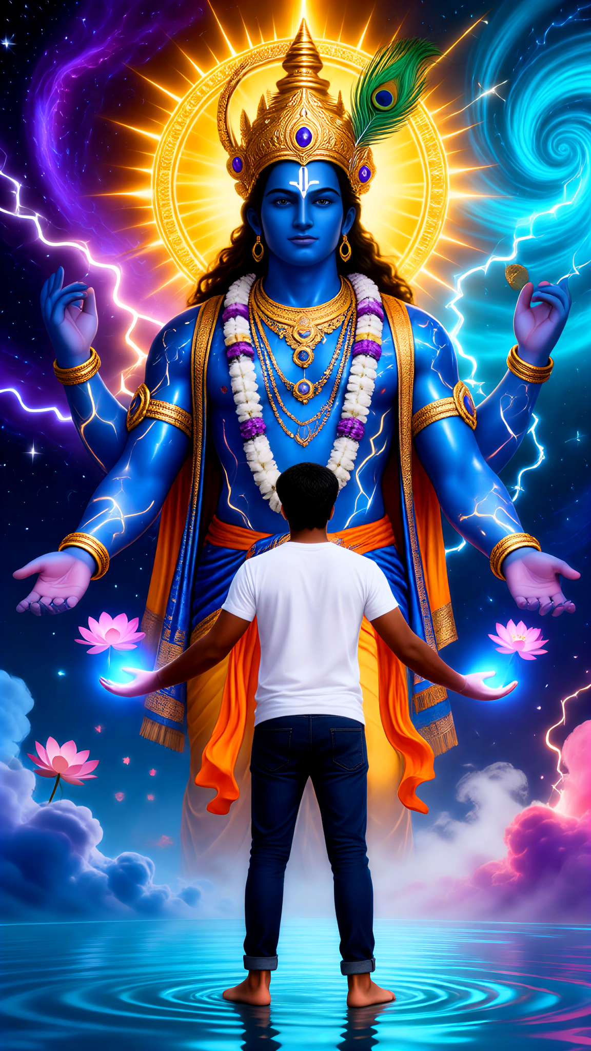 Mortals look up to Krishna image