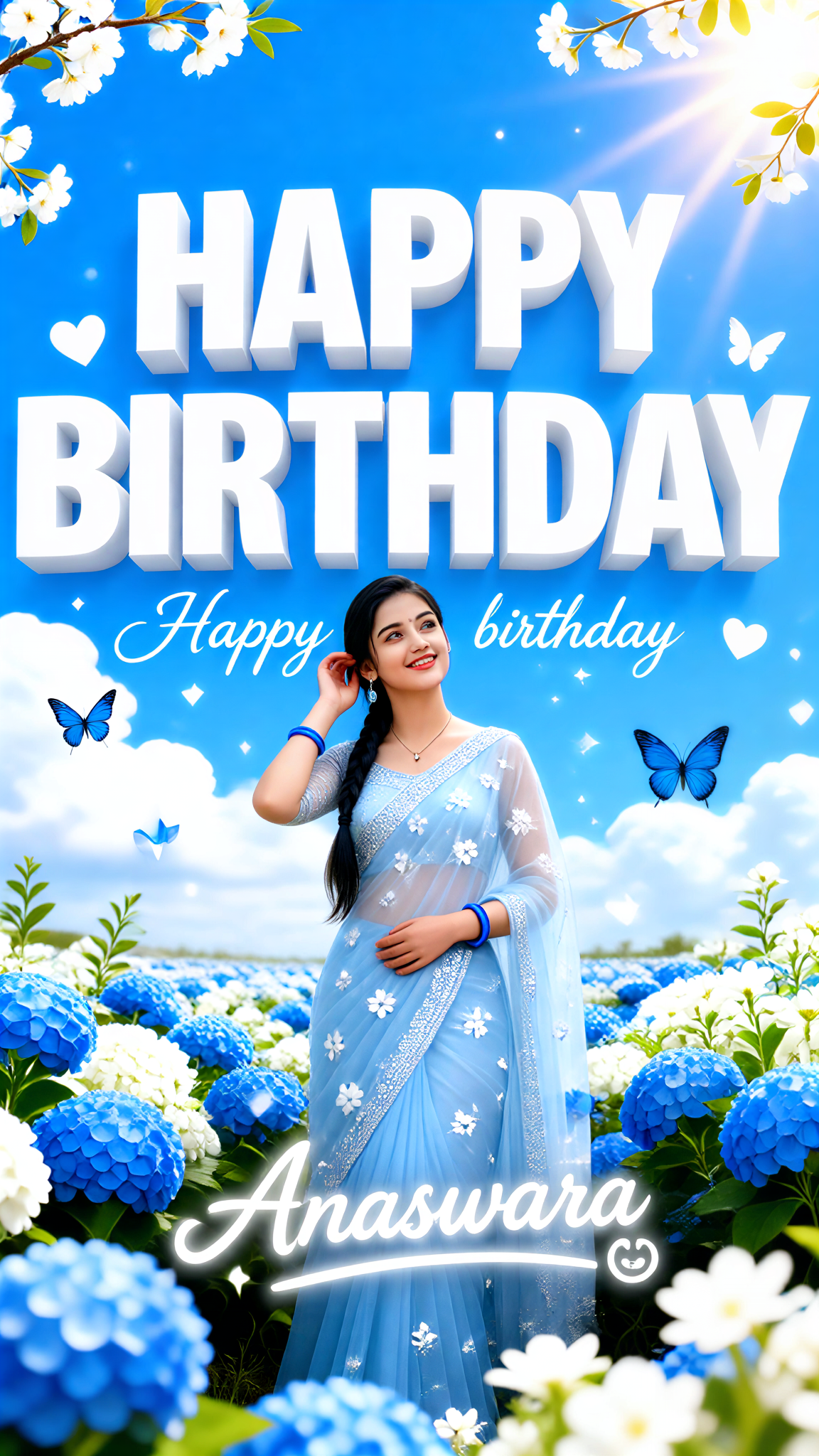 Blue Sari Birthday Poster image
