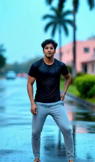 Man Rooster Dancing in the Rain image