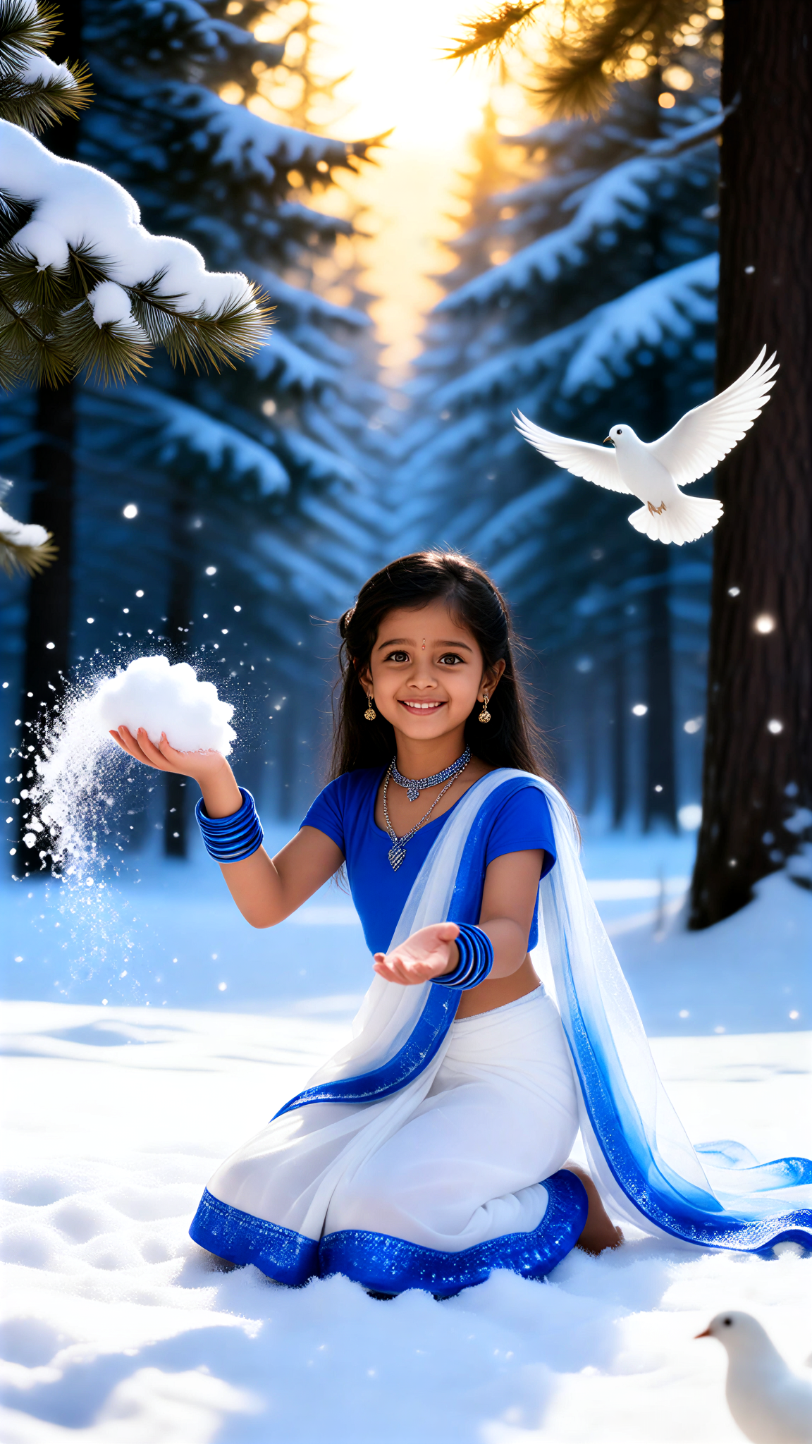 Snowscape Saree Kids Photoshoot image