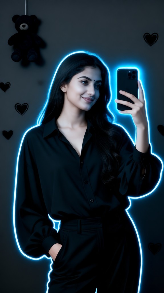 Blue Light Mirror Selfie image