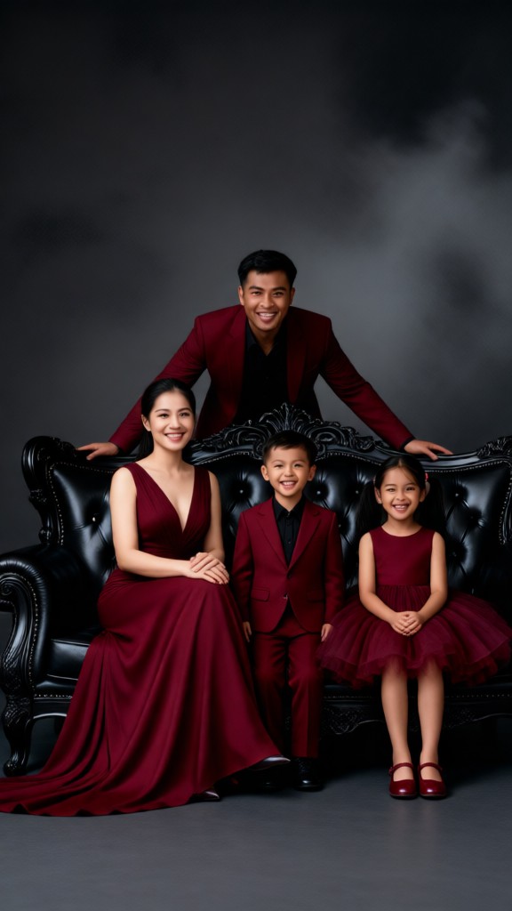 Una familia de cuatro en un rojo-I image