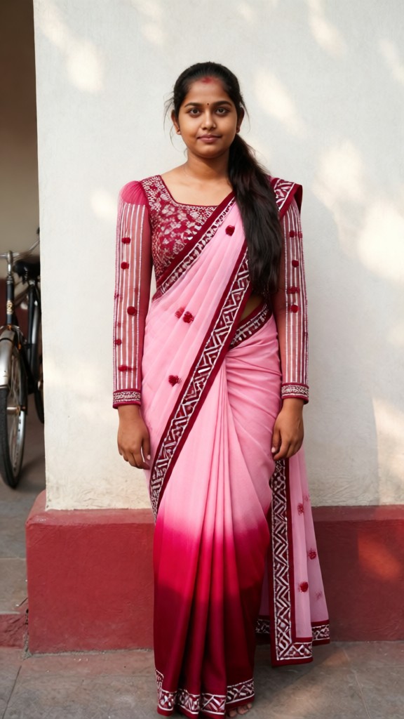 Put on a red sari image