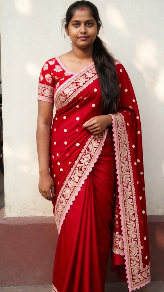 Put on a red sari image