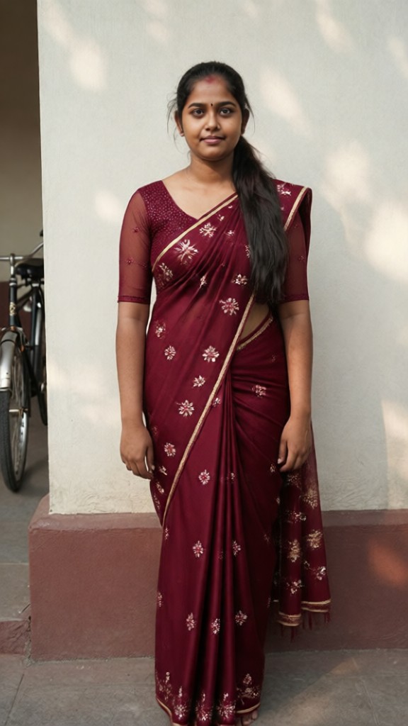 Put on a red sari image