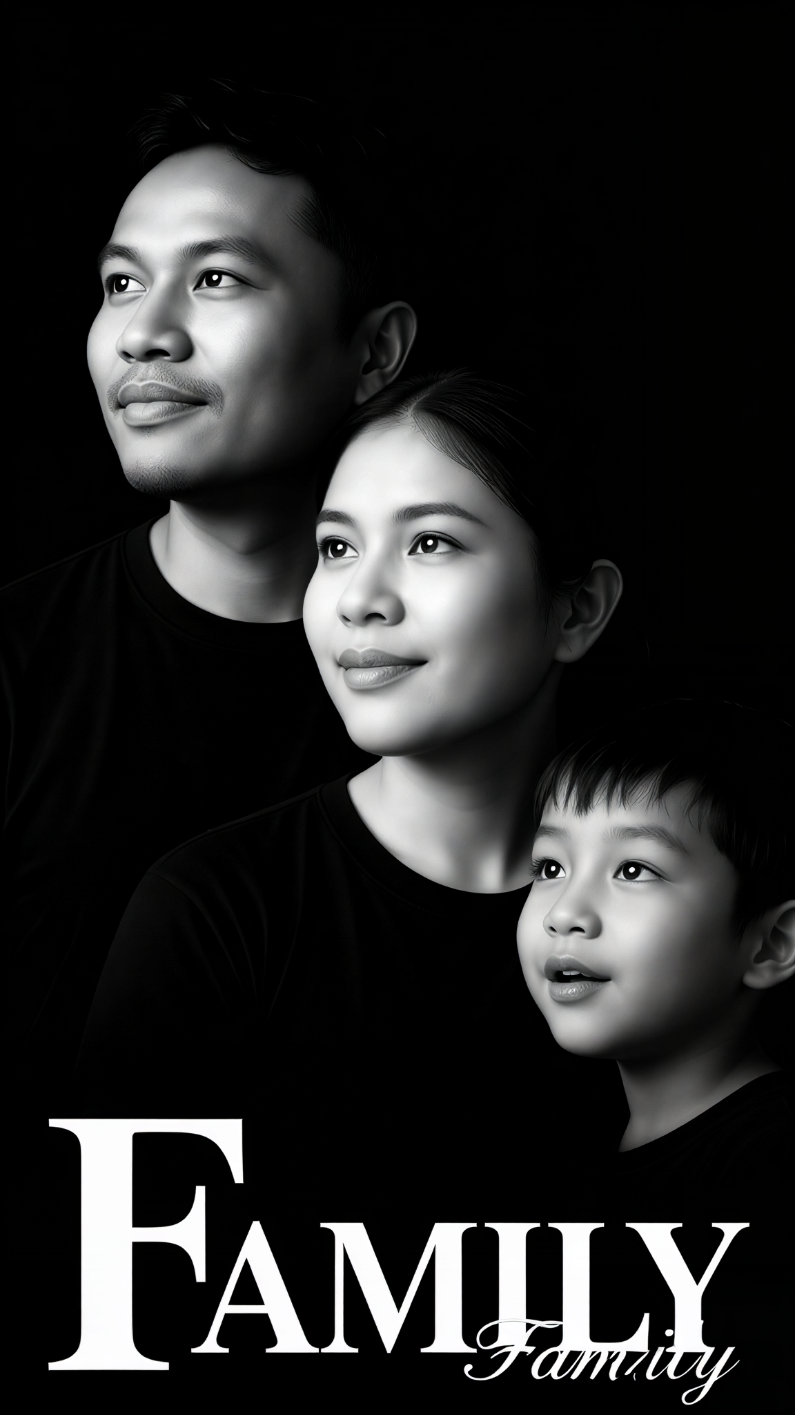 Black and white family portrait image