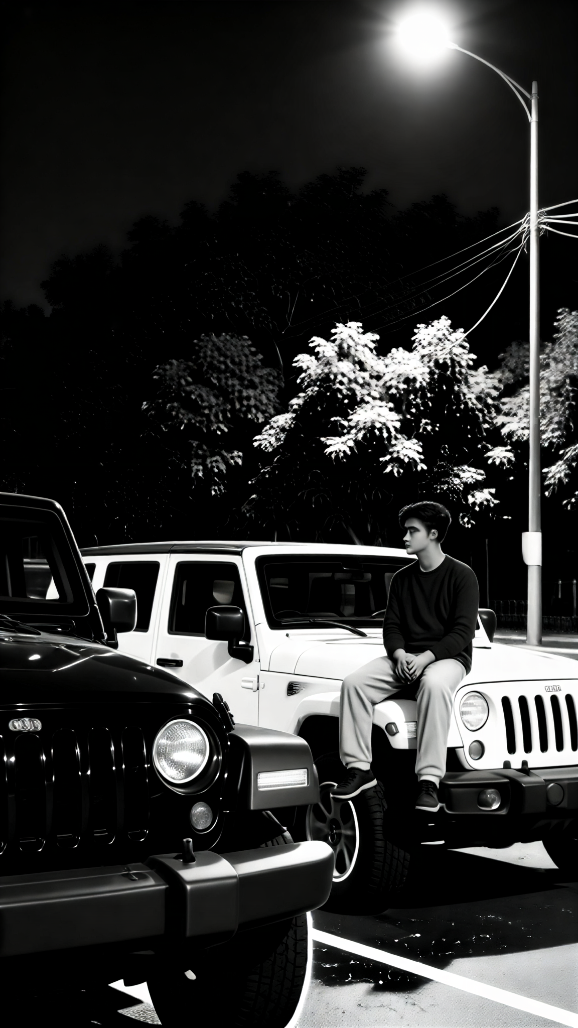 Black and white jeep image