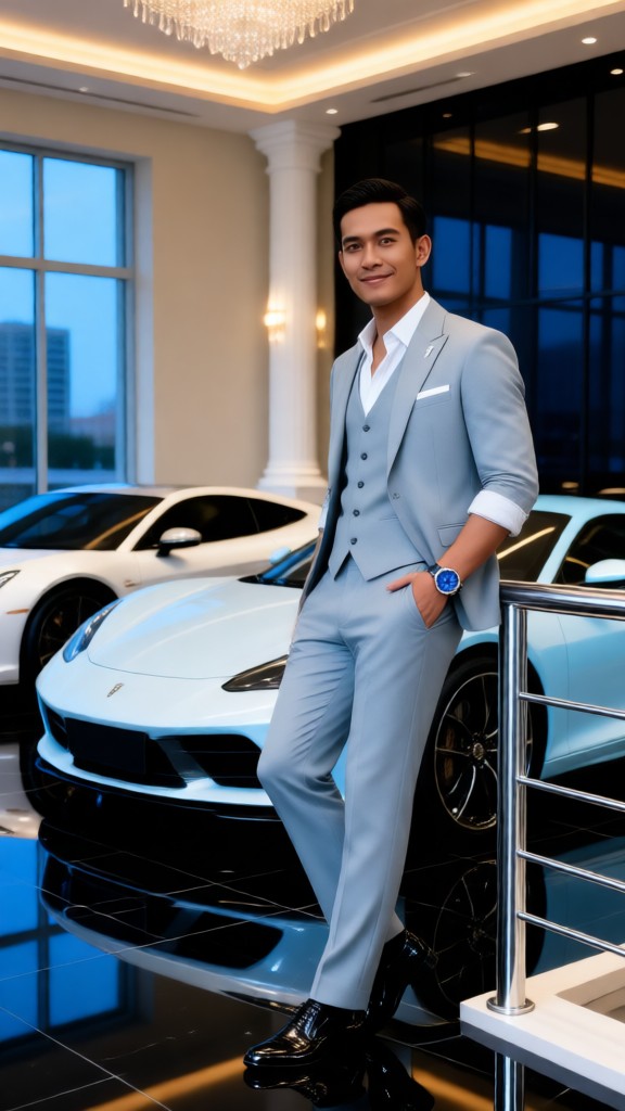 Hombre guapo en un traje gris-I image