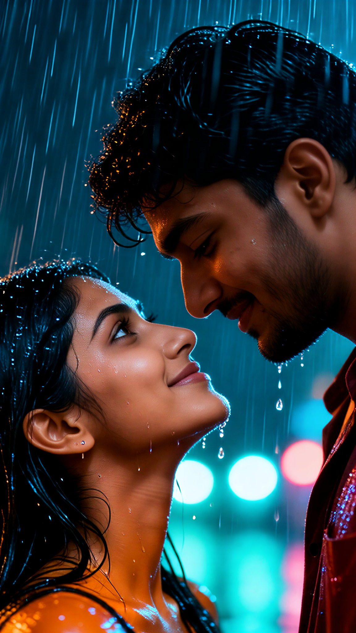 A couple in the rain image