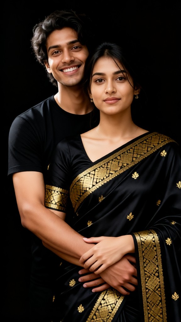 Black-themed couple photo shoot image
