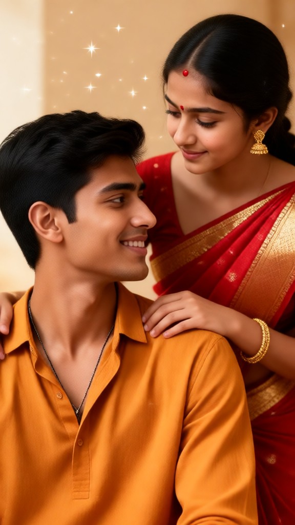 Tilting one's head to meet the other's gaze image