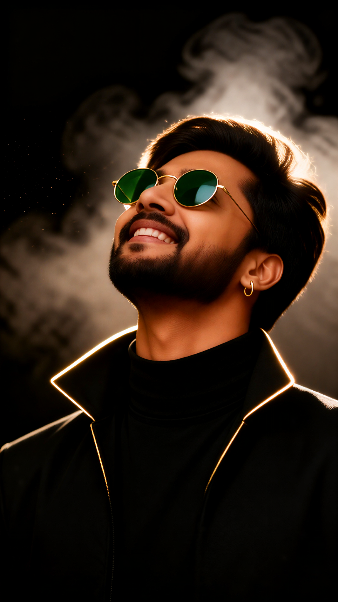 Man in sunglasses with rim light image