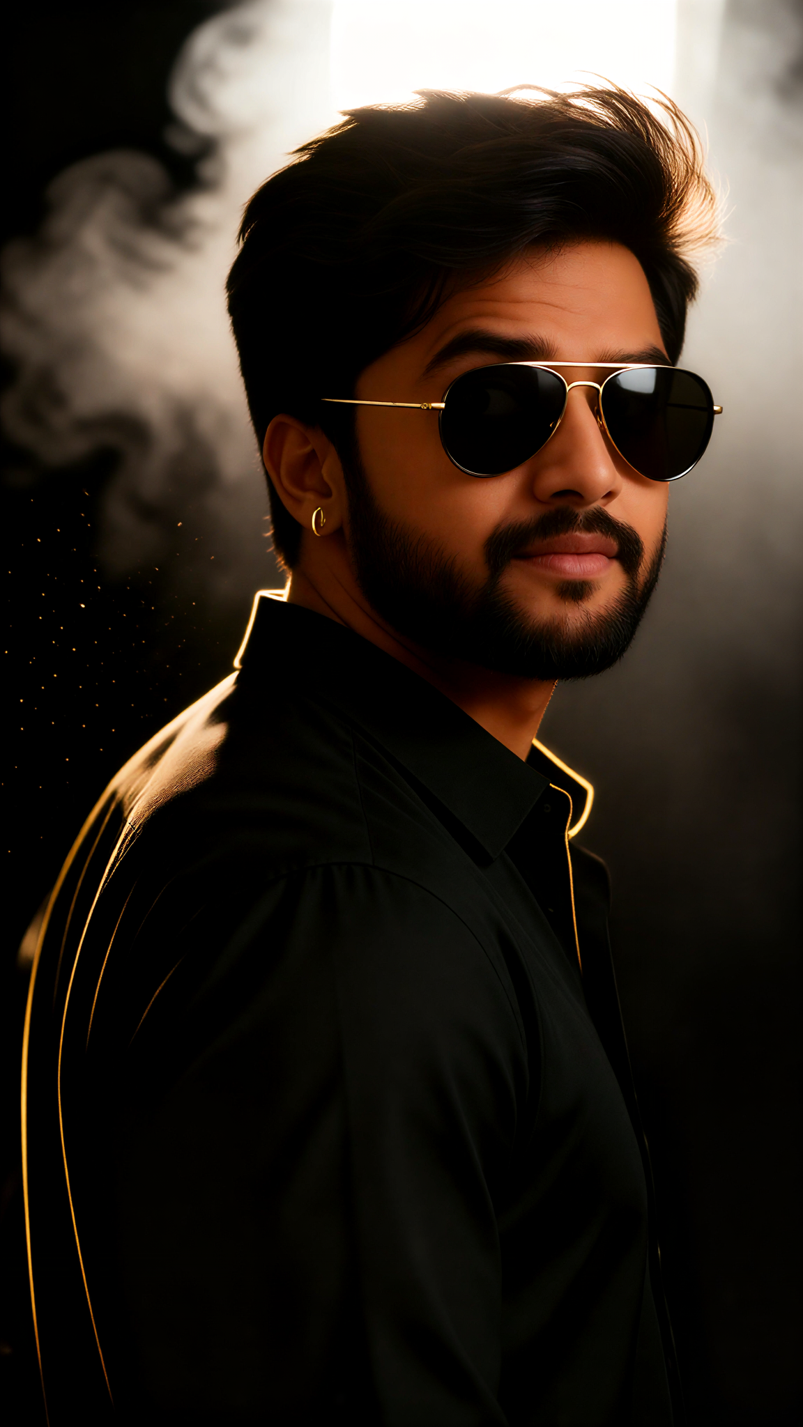 Man in sunglasses with rim light image