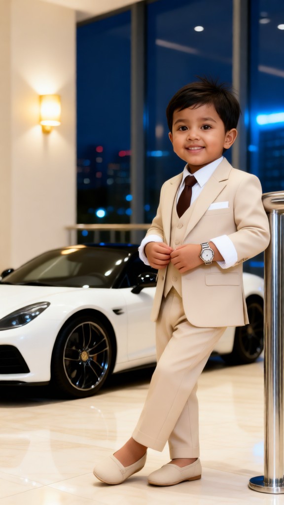 Handsome Baby in a White Suit image