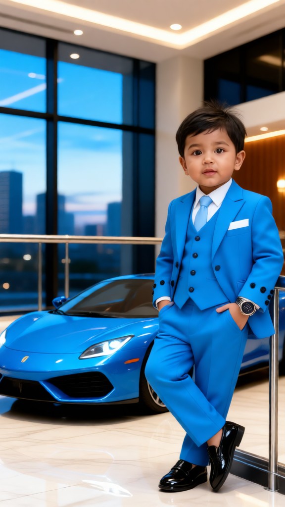 Handsome Baby in a Blue Suit image