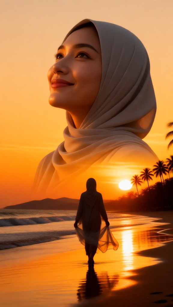 Doppelbelegung des Sonnenuntergangs am Meer image