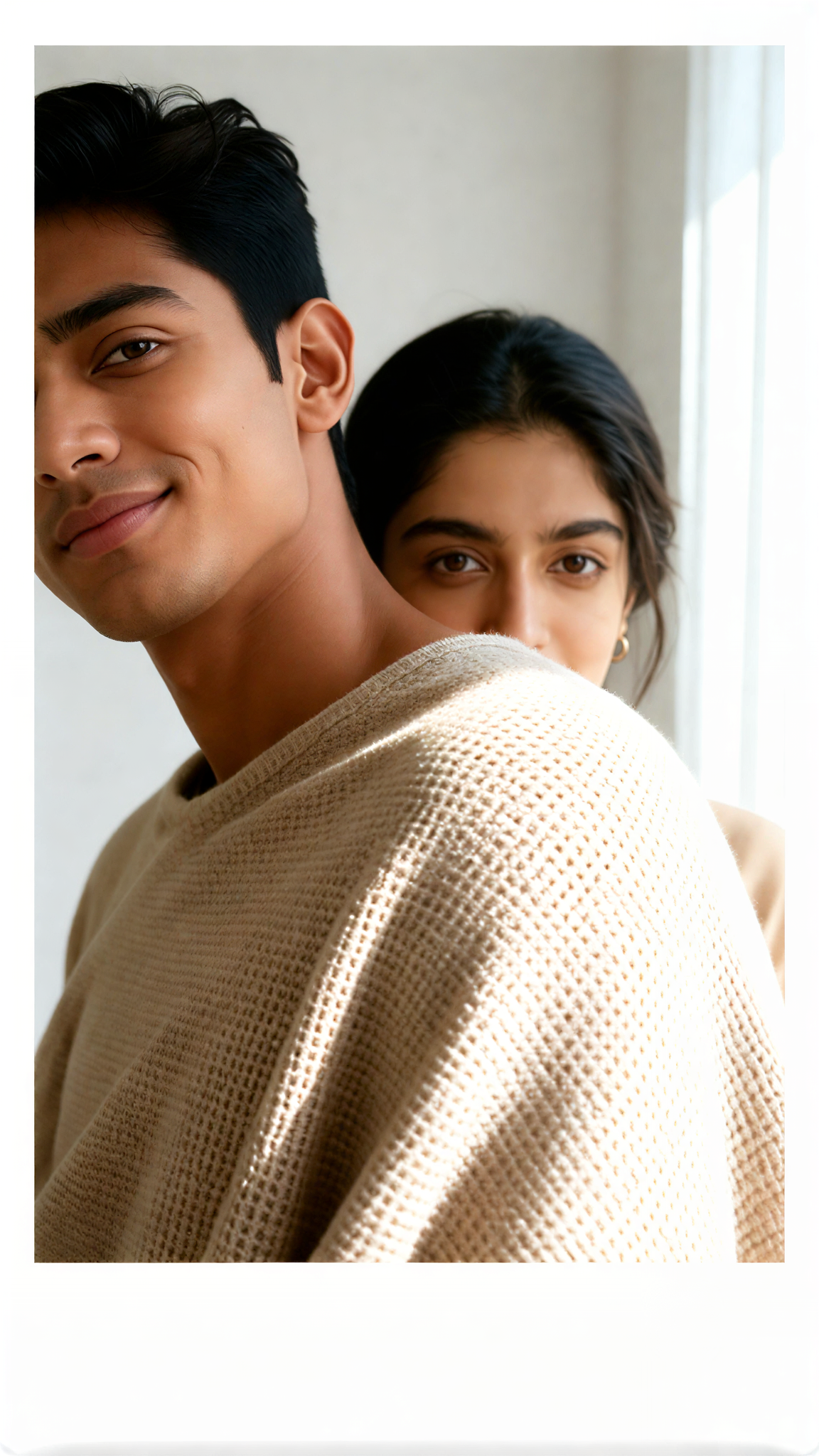 Double portrait with faces obscured image