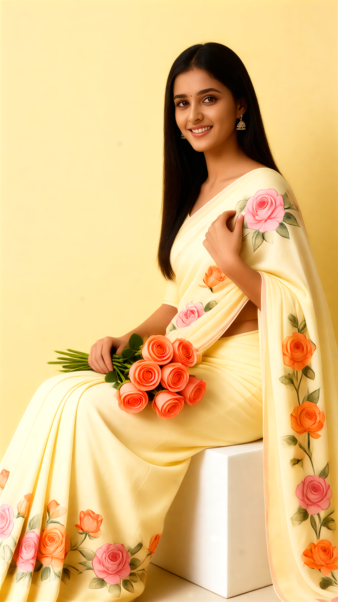 Gemalt Rose Saree Porträt image