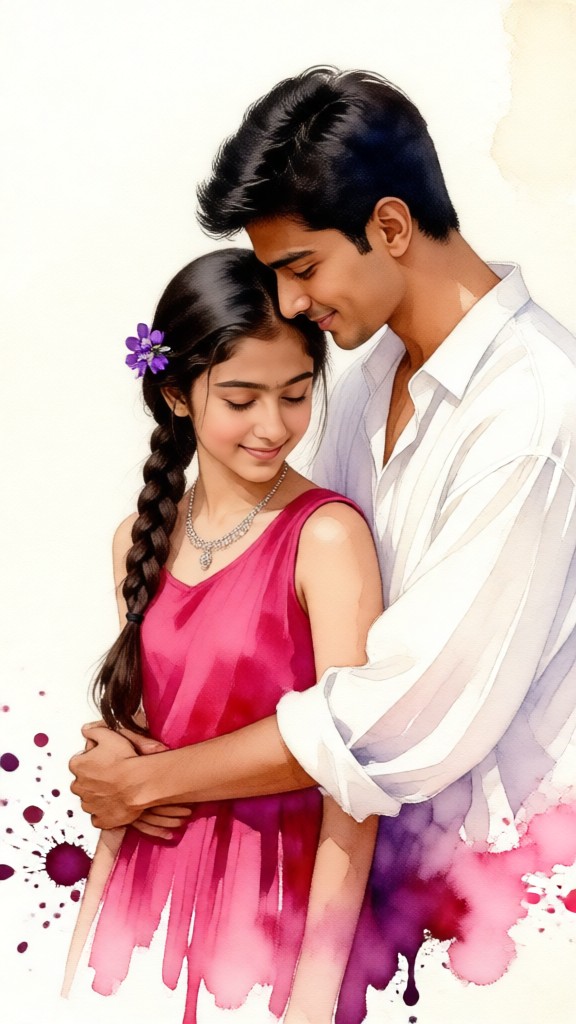 Watercolor painting of a couple image