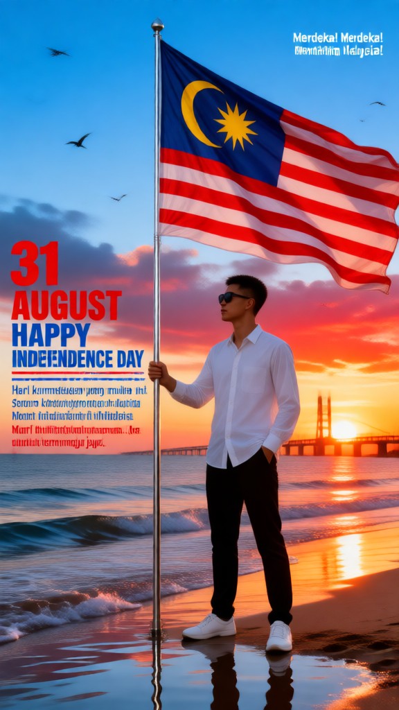 Malaysian Man Waving a Flag image