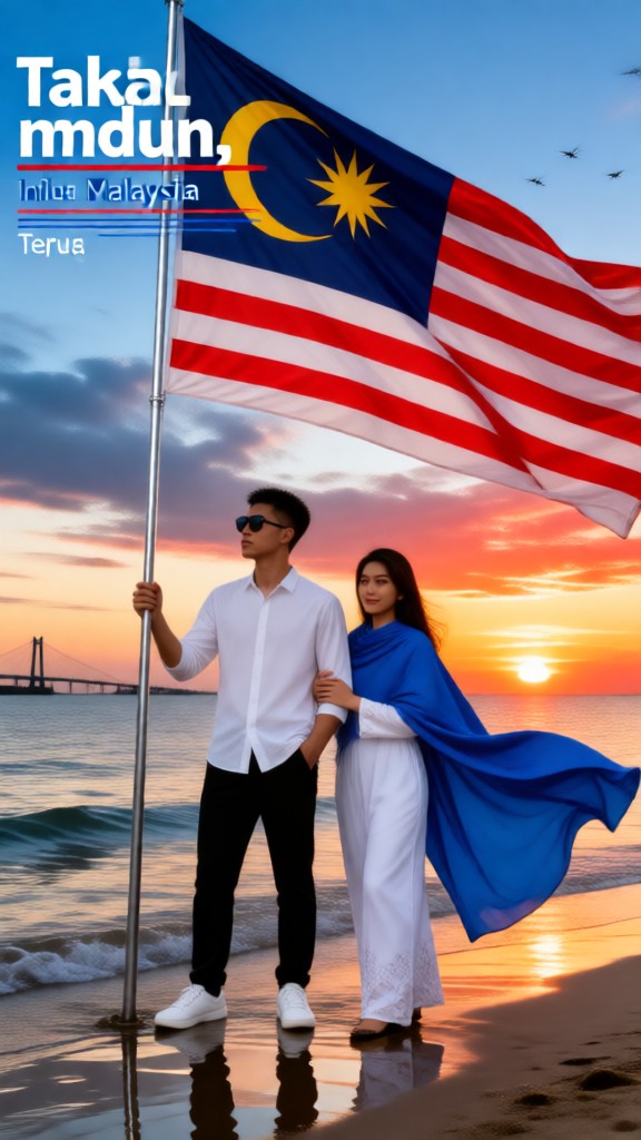A Couple Waving a Flag image