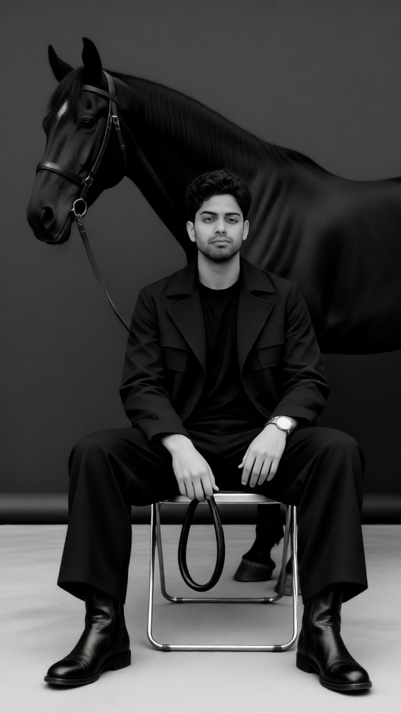 The Coolest Black-and-White Horse and Man image