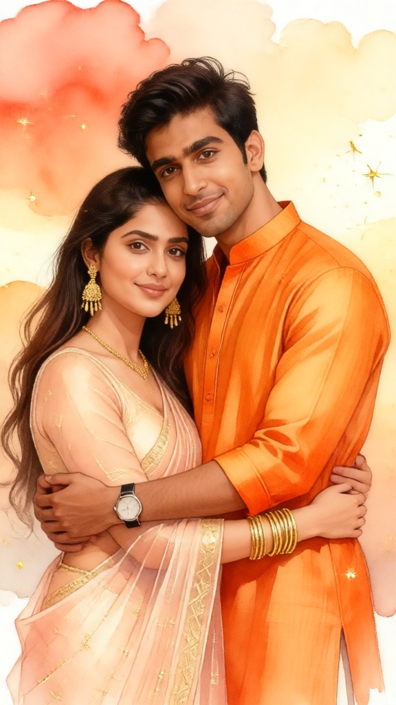 Watercolour Portrait of a Couple image