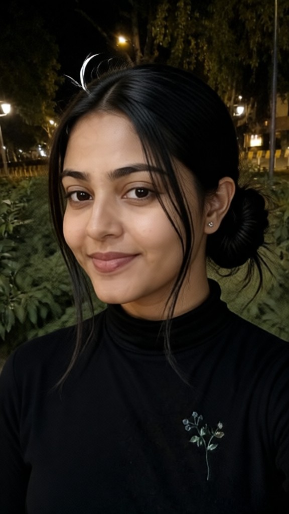 Uma menina com um bolo preto baixo image