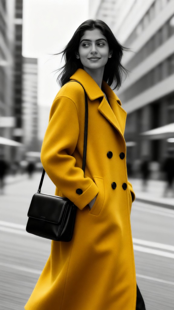 Street style photos of Huang Yi in a black-and-white outfit image