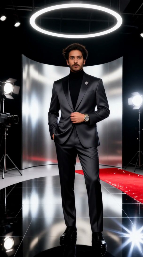 Glamorous High‑End Male Lead with Surrounding Sparkles image