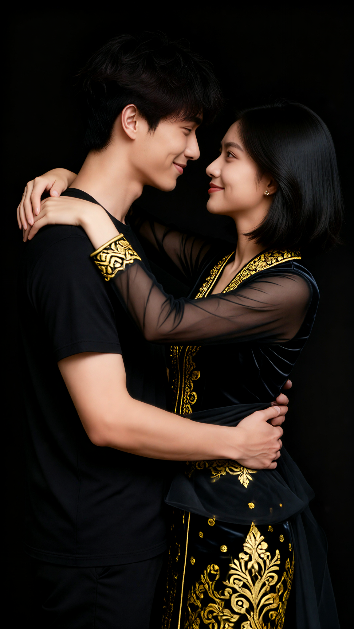Black couple hugging image