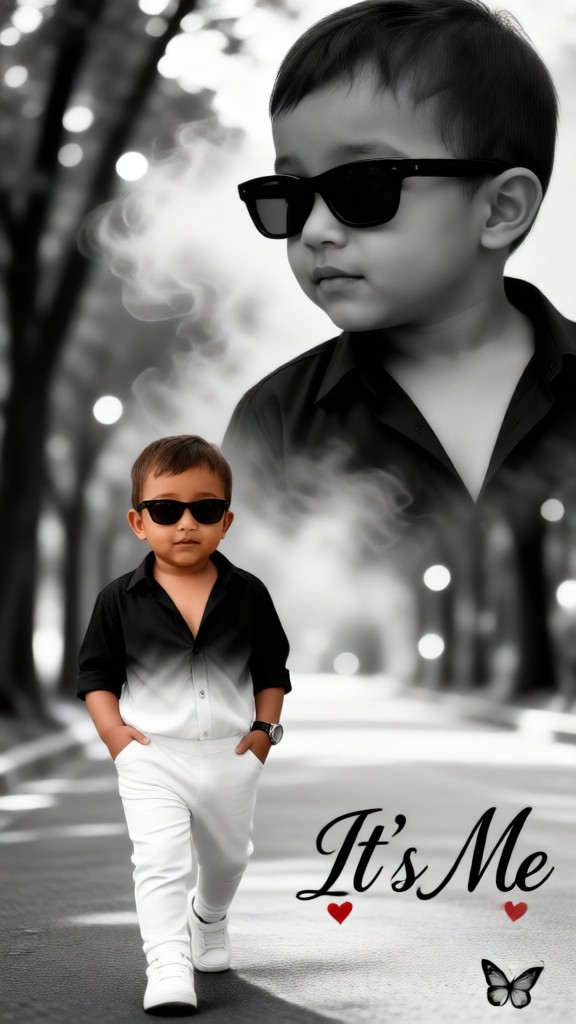 Handsome Baby in black and white-I image