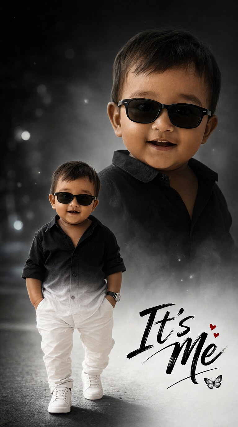Handsome Baby in black and white-I image