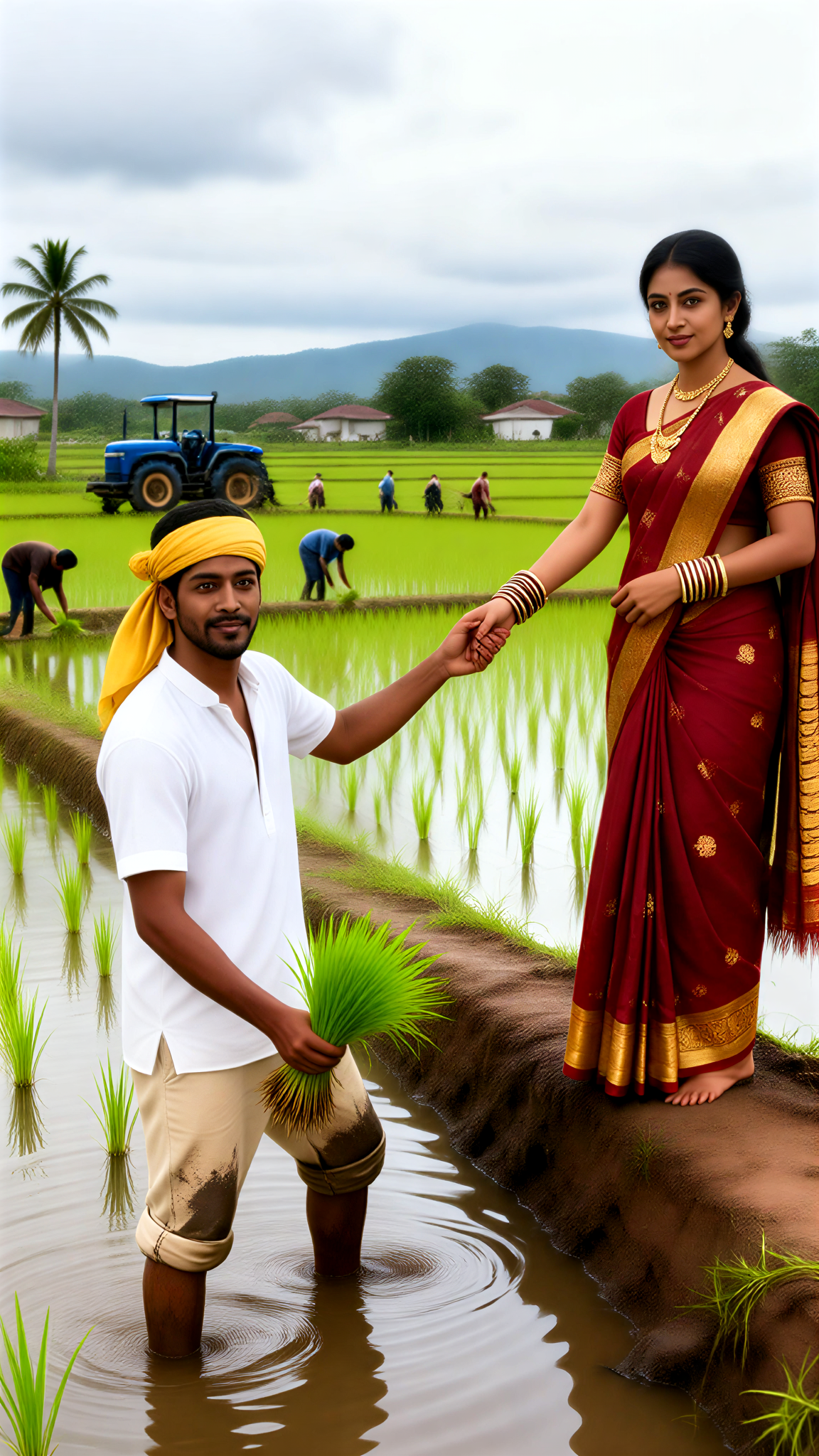 Working in the rice fields image
