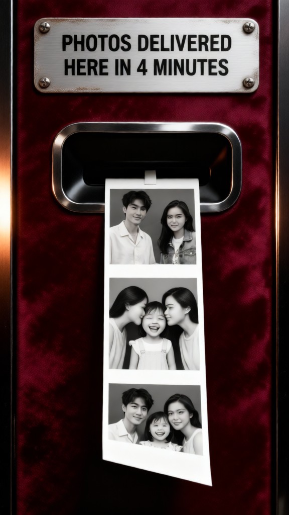 Black-and-white family photo booth pictures image