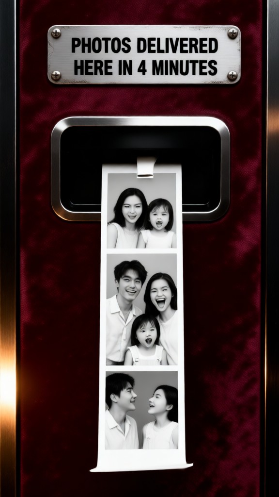 Black-and-white family photo booth pictures image