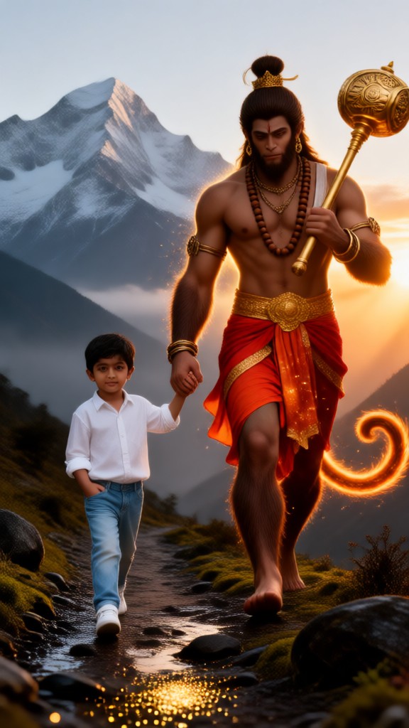 Kinder und der Gott Hanuman image