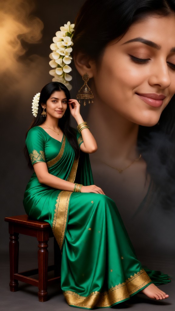 Green Sari Photo Shoot image