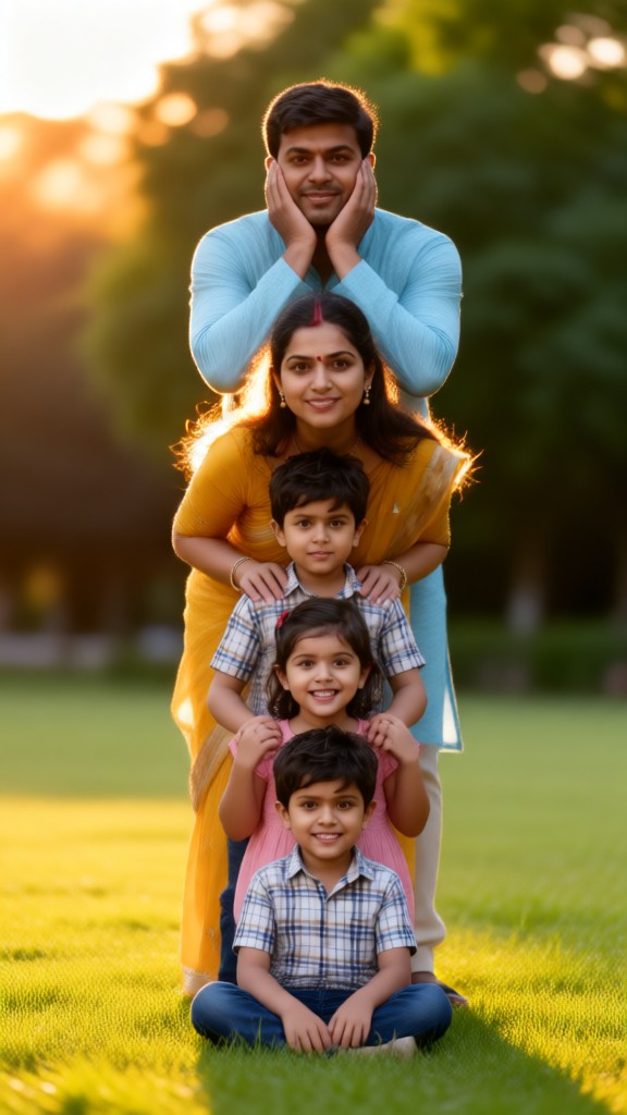a cute family of five image