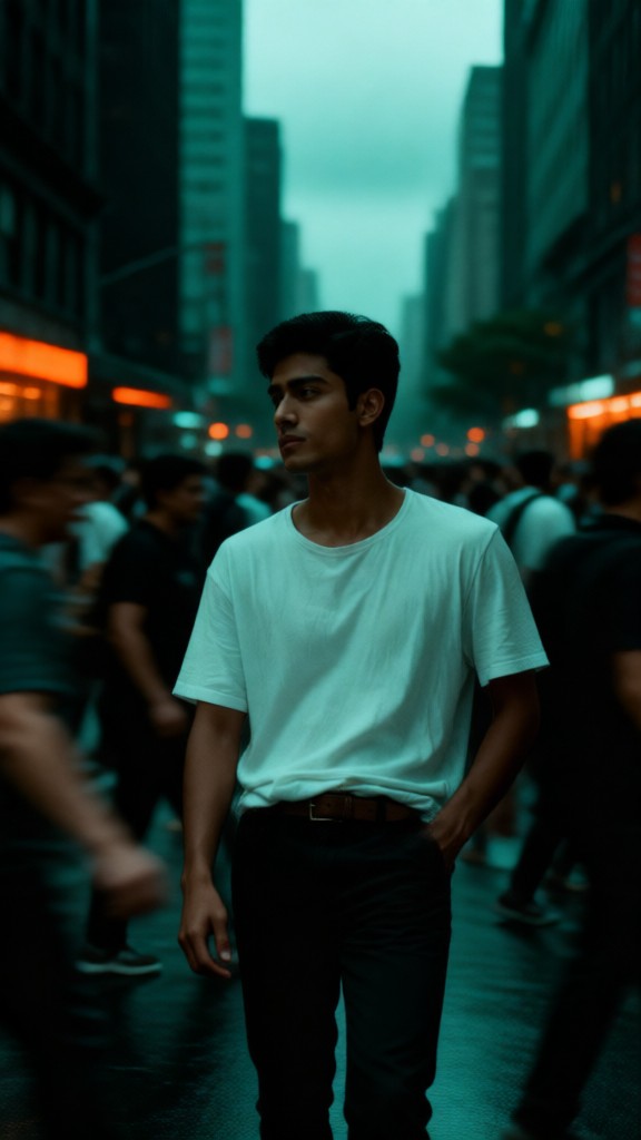 Motion-blurred portrait of a crowd image