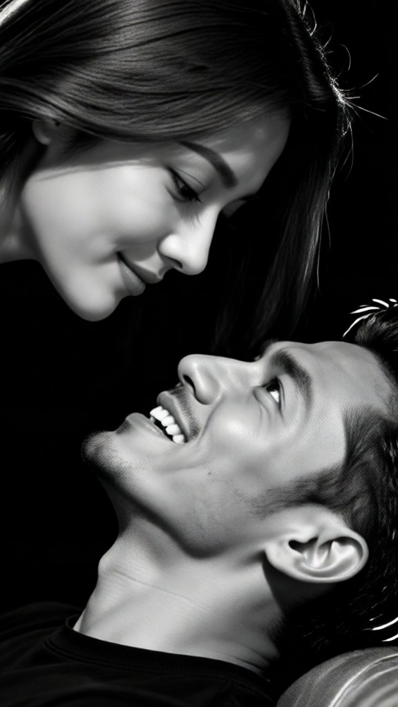 Black-and-White Couple Looking at Each Other-I image
