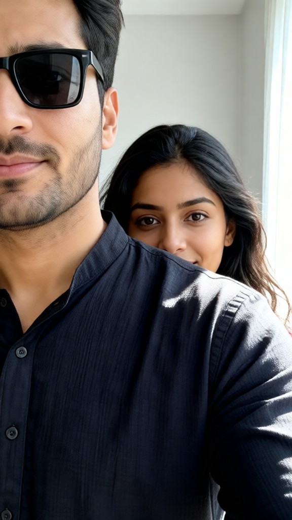 Couples taking photos with their faces covered image