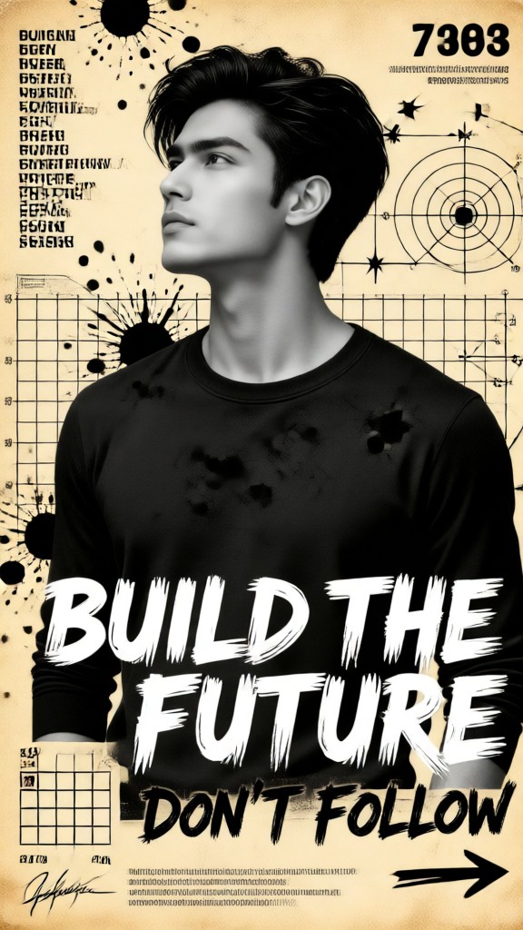 Black and white splashed ink inspirational character poster image
