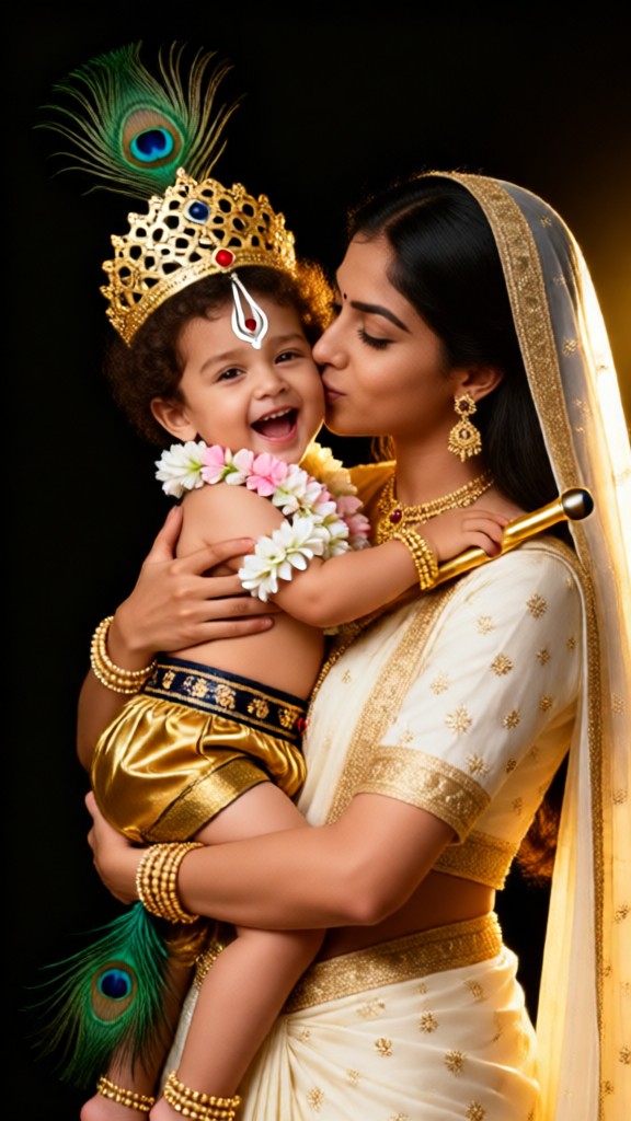 Mother and Son Janmashtami Festival Photos image
