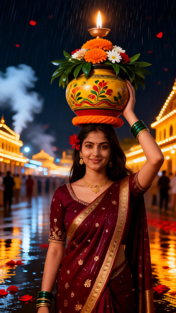 Traditional Festival of Lanterns on Rainy Nights image
