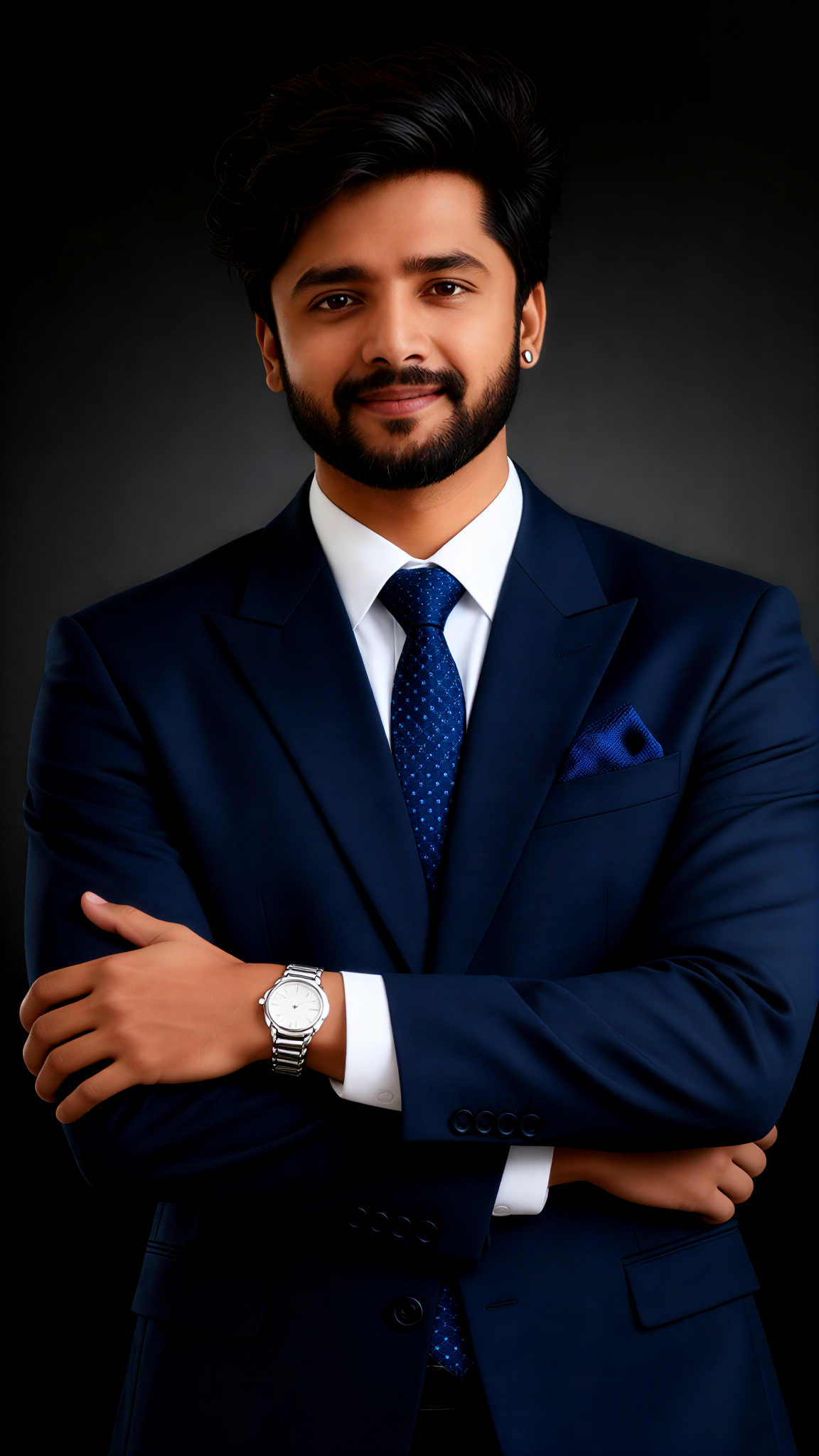 Business portrait in a dark blue suit image